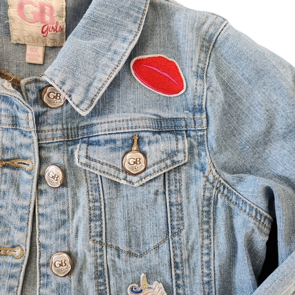 GB Girls Patch Light-Wash Jean Jacket / Size 6X - Picture 4 of 15